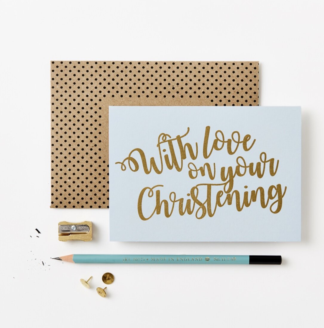 WITH LOVE ON YOUR CHRISTENING BLUE | CARD BY KATIE LEAMON