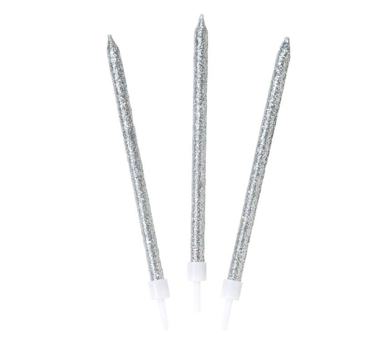 SHORT SILVER GLITTER CANDLES