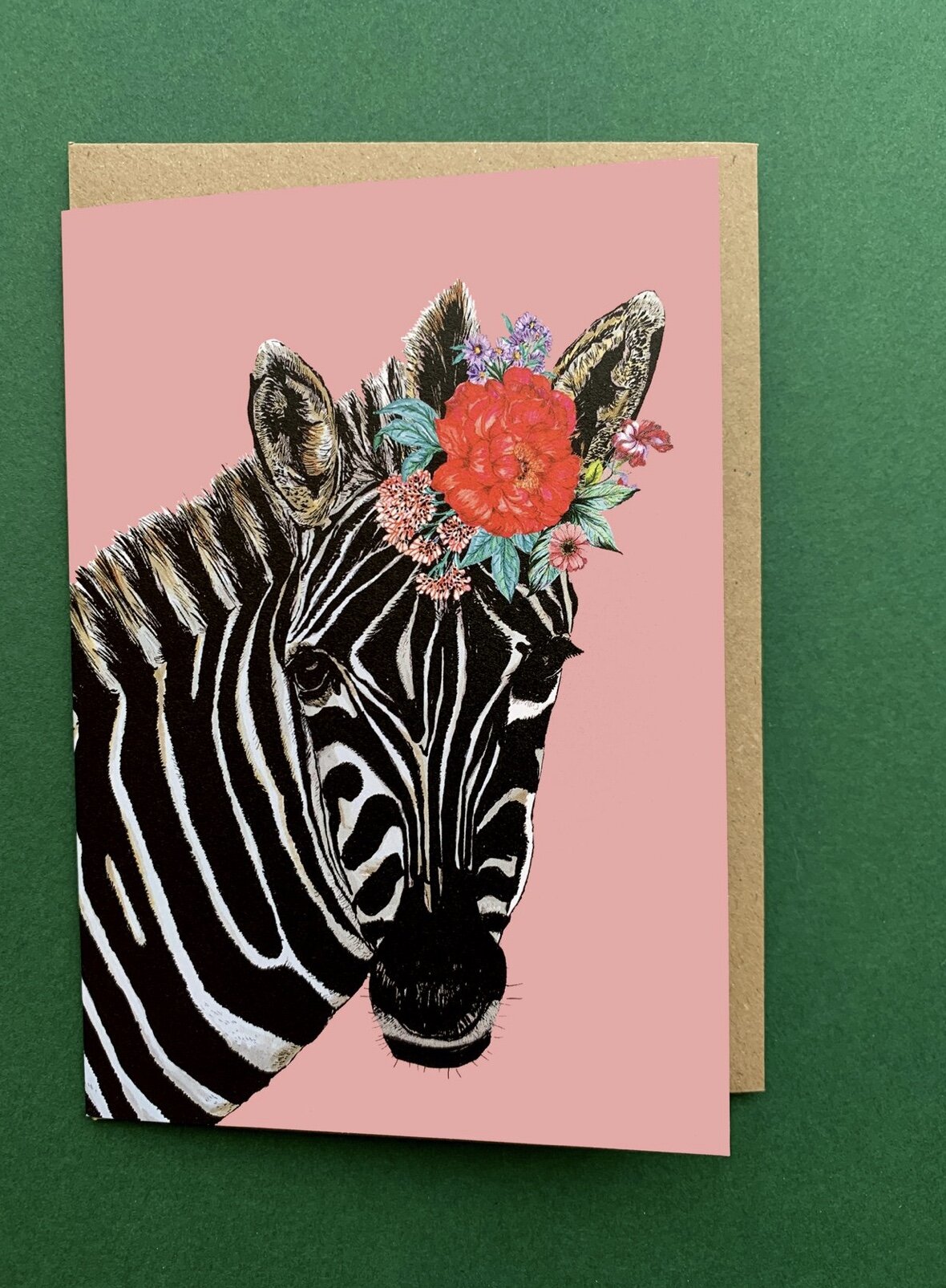 ZEBRA FLOWER CROWN PINK | CARD by MADE ME DO IT