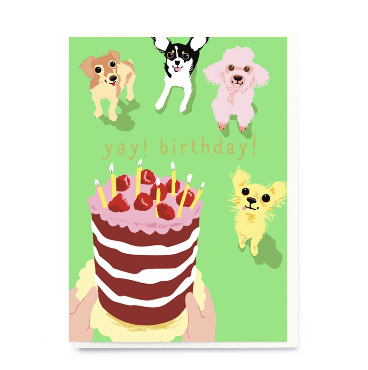 YAY! BIRTHDAY (CAKE & DOGS NEON) | CARD BY NOI