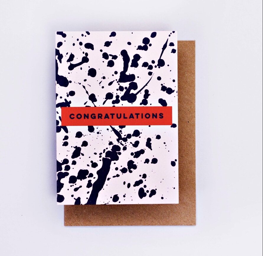 CONGRATULATIONS ( PINK &amp; BLUE SPLATTER) | CARD BY THE COMPLETIST