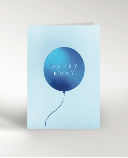 HAPPY B'DAY BLUE FOIL BALLOON | CARD BY DICKY BIRD