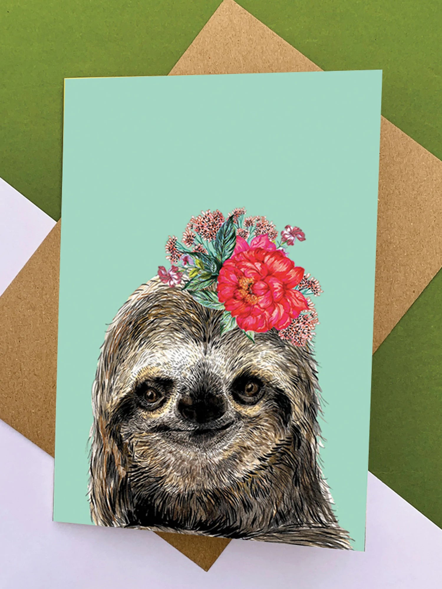 FLORAL HEADDRESS SLOTH | CARD BY MAX MADE ME