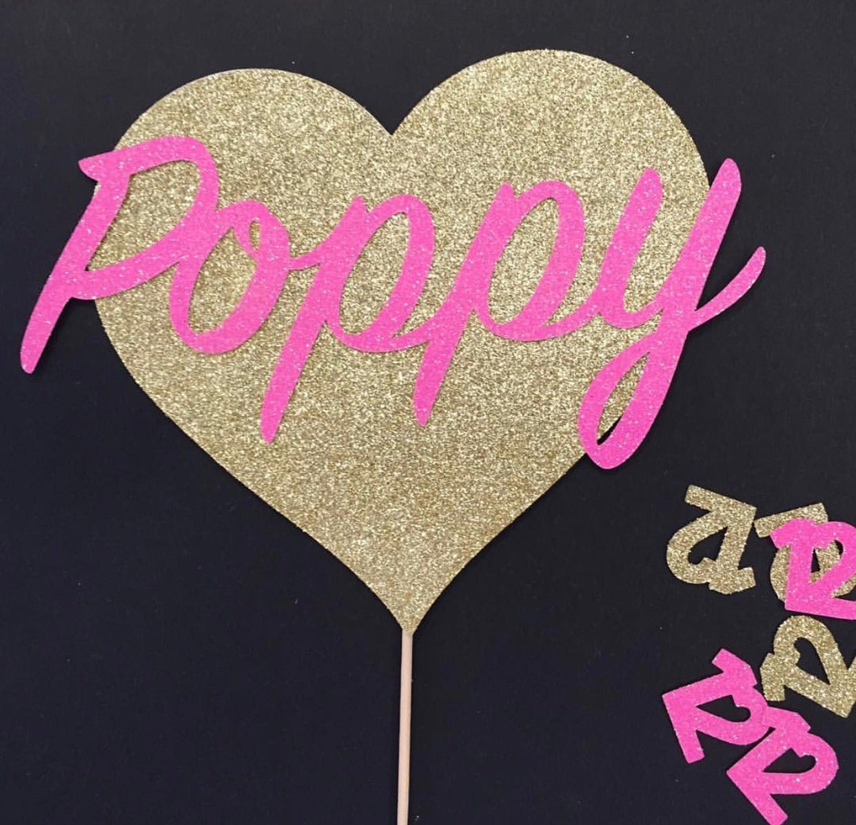 BESPOKE NAME ON HEART CAKE TOPPER | CLASSIC SCRIPT FONT - OTHERLETTERS