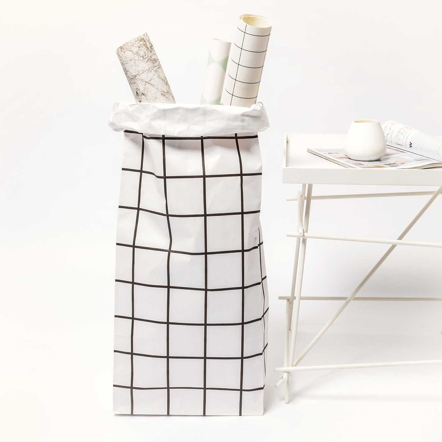 BLACK GRID BLOCK BOTTOM BAG | XL - OTHERLETTERS