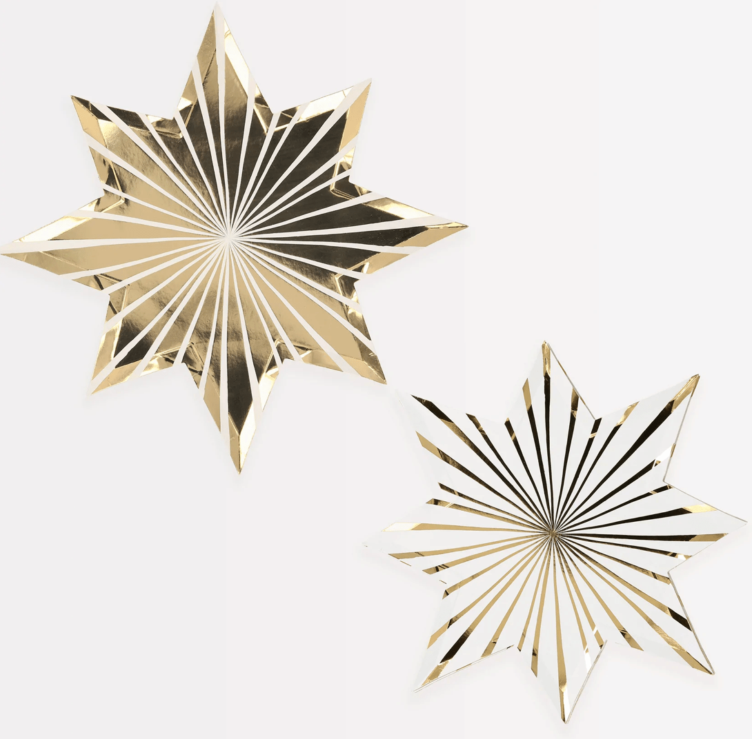 GOLD STRIPE STAR PAPER PLATES - OTHERLETTERS