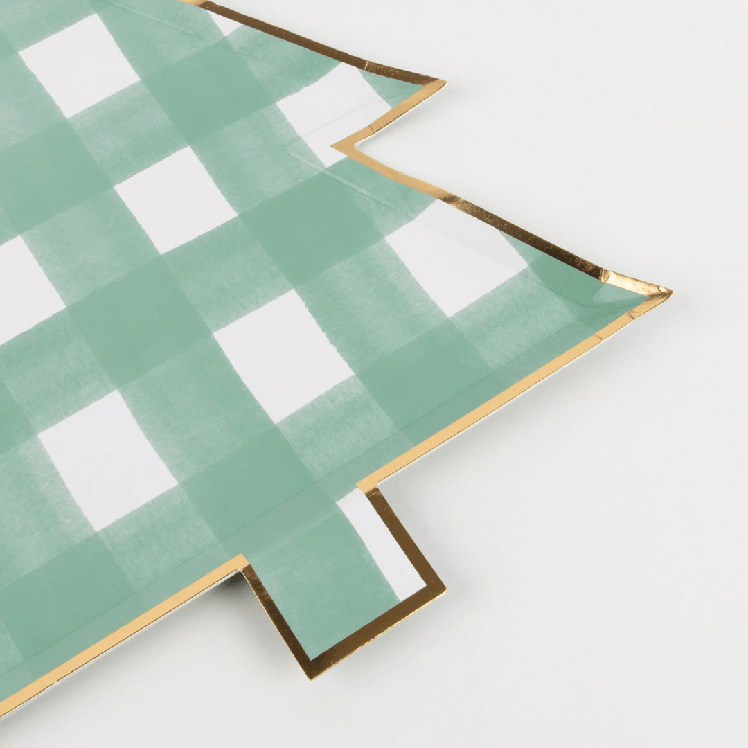 GREEN GINGHAM TREE PAPER PLATES - OTHERLETTERS