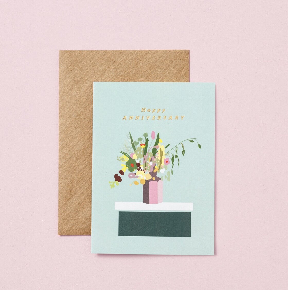 HAPPY ANNIVERSARY (FLOWERS ON GREEN) | CARD BY TYPE AND STORY - OTHERLETTERS