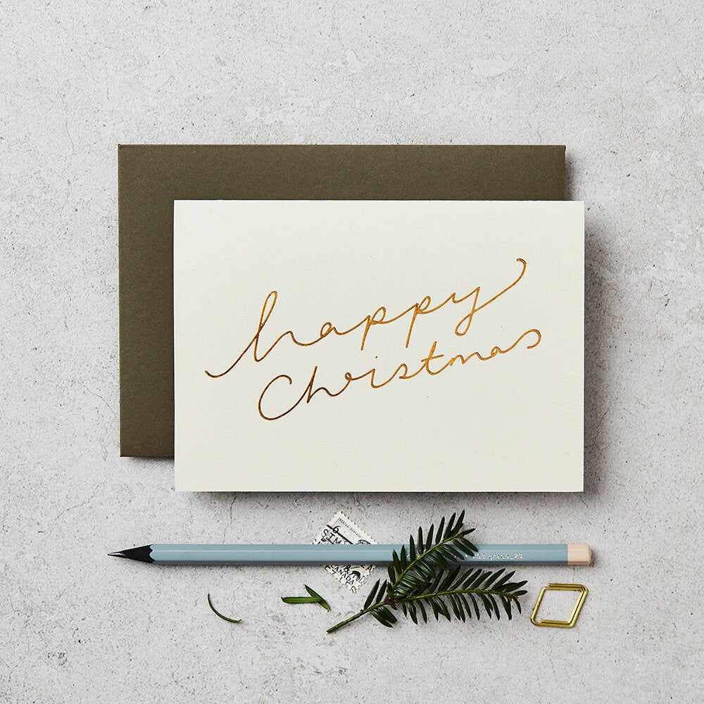 HAPPY CHRISTMAS (SCRIPT ON CREAM) | CARD BY KATIE LEAMON - OTHERLETTERS