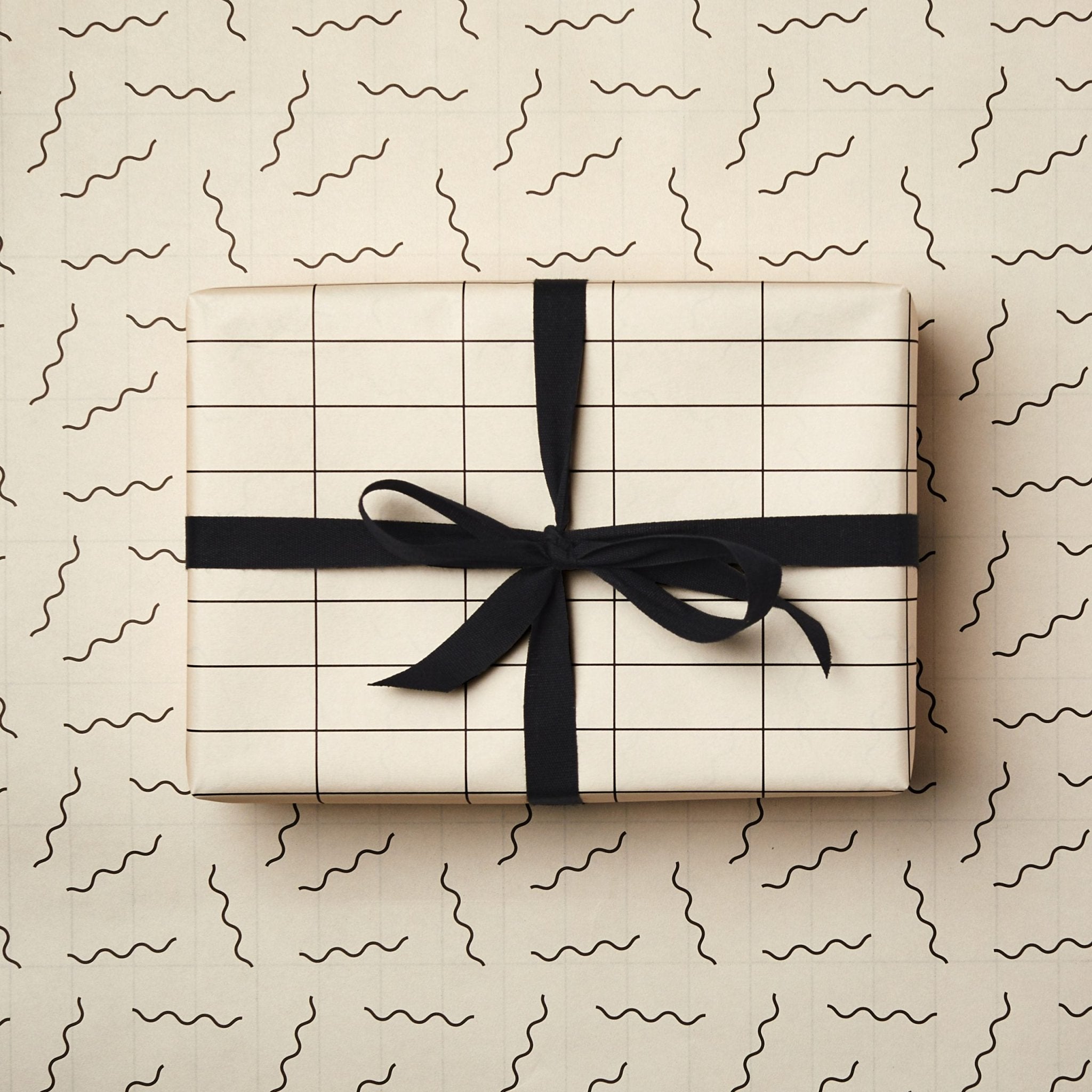 IVORY GRID AND SQUIGGLE WRAP | 3 SHEETS ROLLED - OTHERLETTERS
