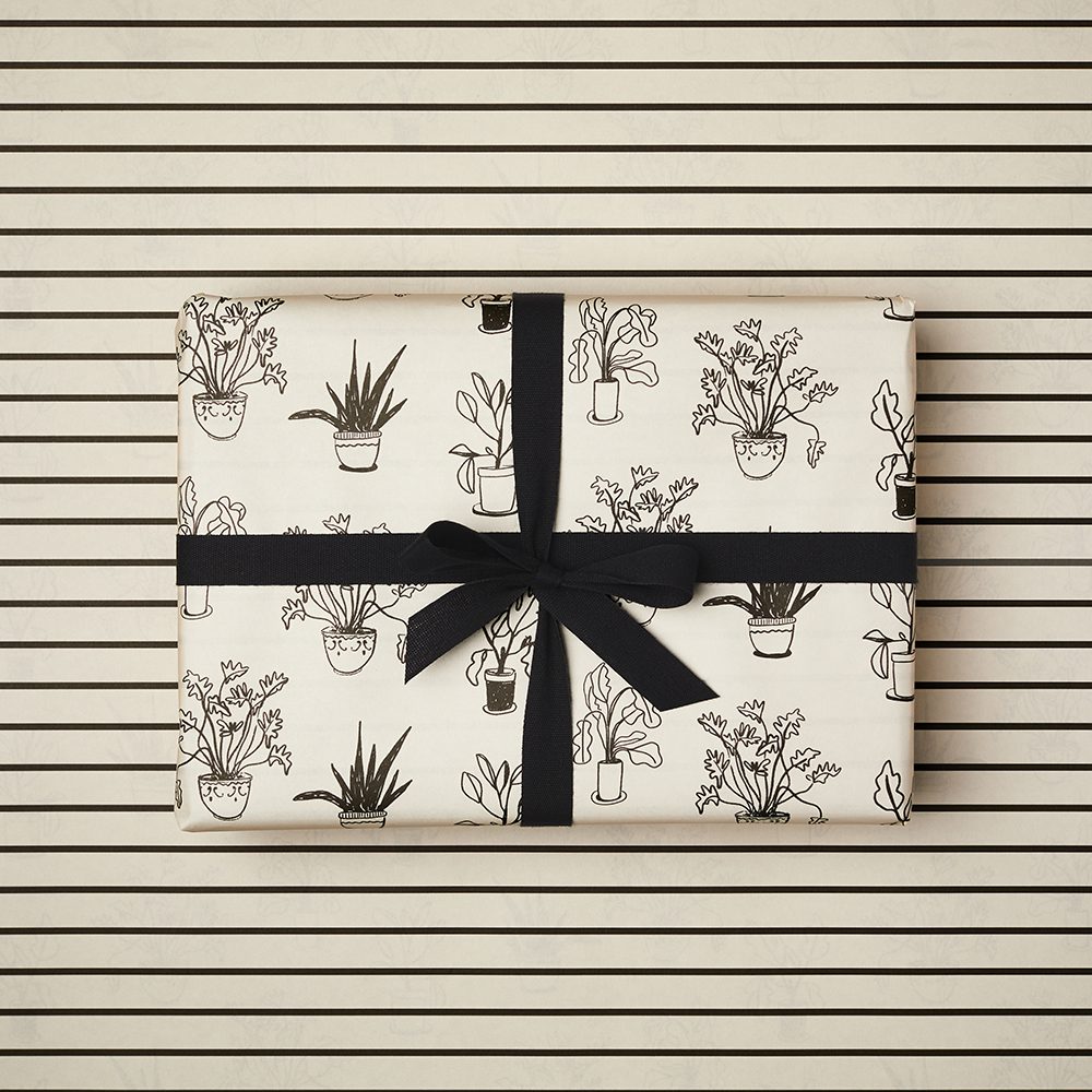 IVORY STRIPE AND PLANTS WRAP | 3 SHEETS - OTHERLETTERS
