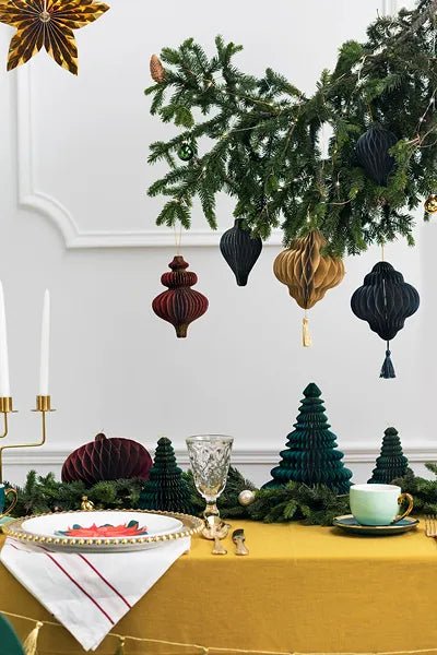LANTERN SHAPE GLITTER EDGE HONEY COMB | NAVY - OTHERLETTERS