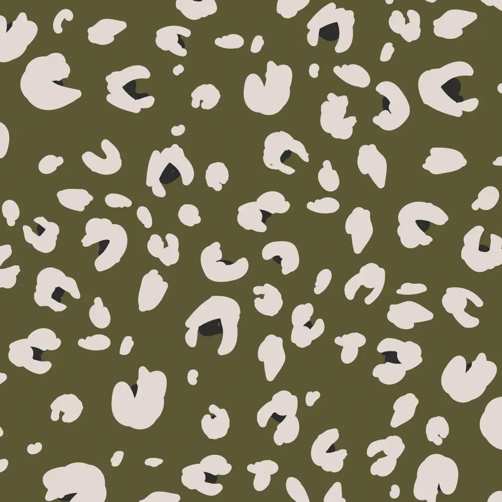 MOSS GREEN LEOPARD PRINT GIFT WRAP | 3 SHEETS ROLLED - OTHERLETTERS