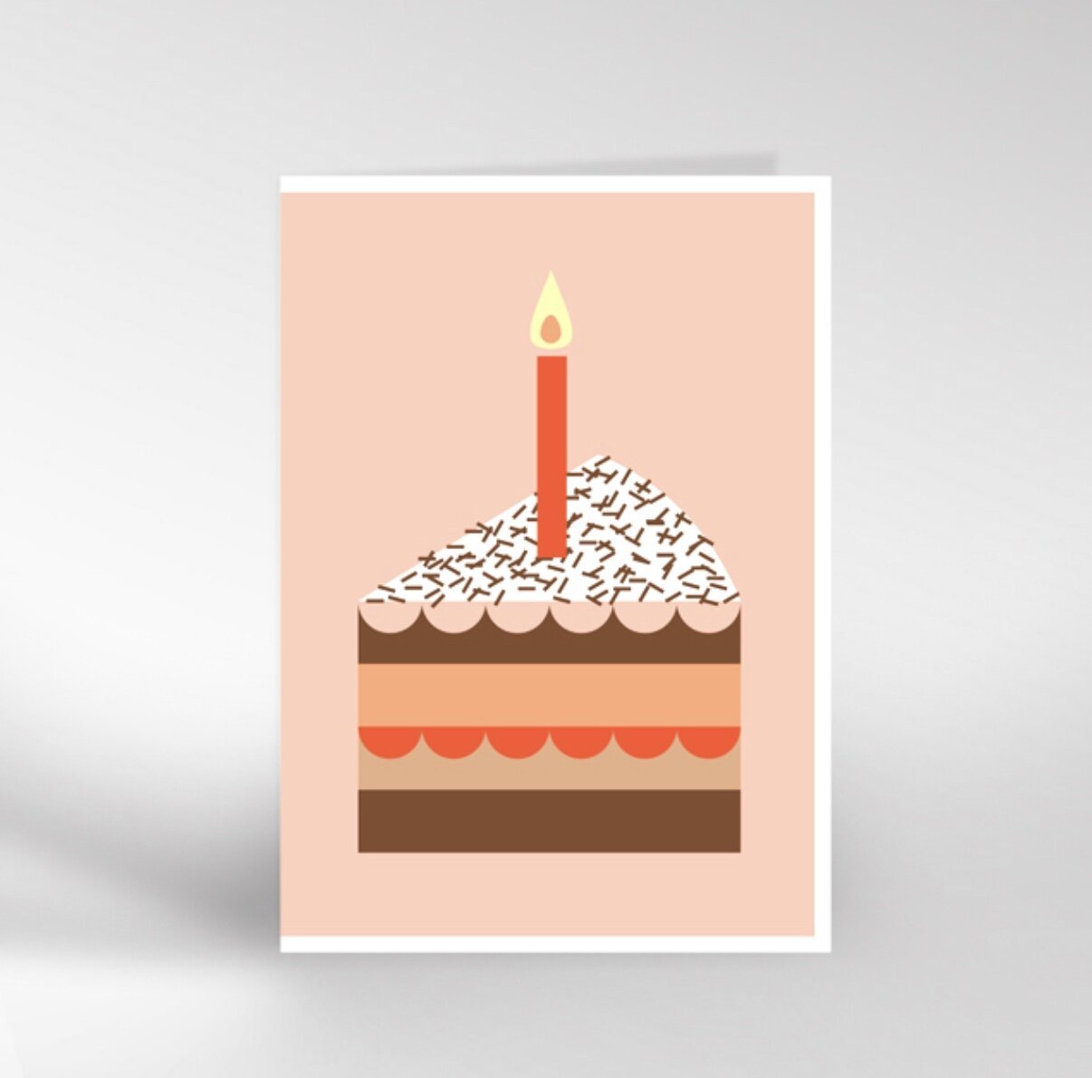 PINK CAKE WITH CANDLE | CARD BY DICKY BIRD - OTHERLETTERS