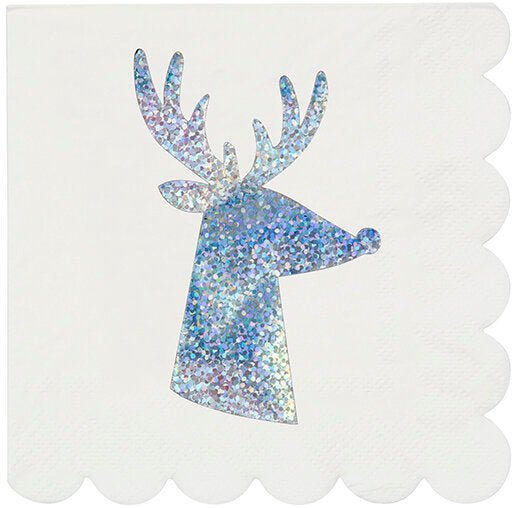 REINDEER NAPKINS | SILVER SPARKLE - OTHERLETTERS