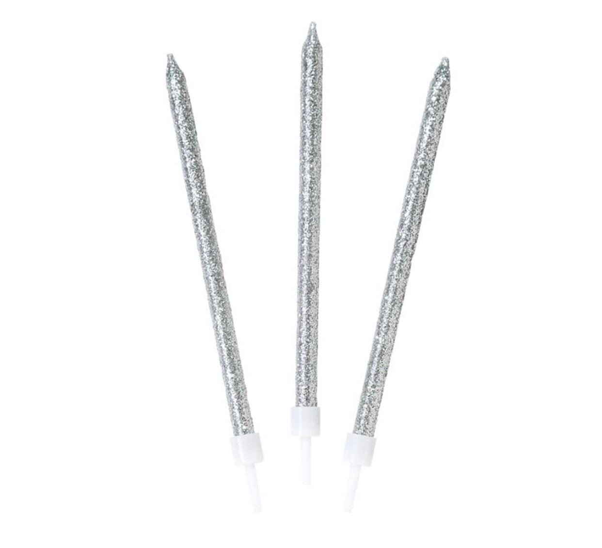 SHORT SILVER GLITTER CANDLES - OTHERLETTERS