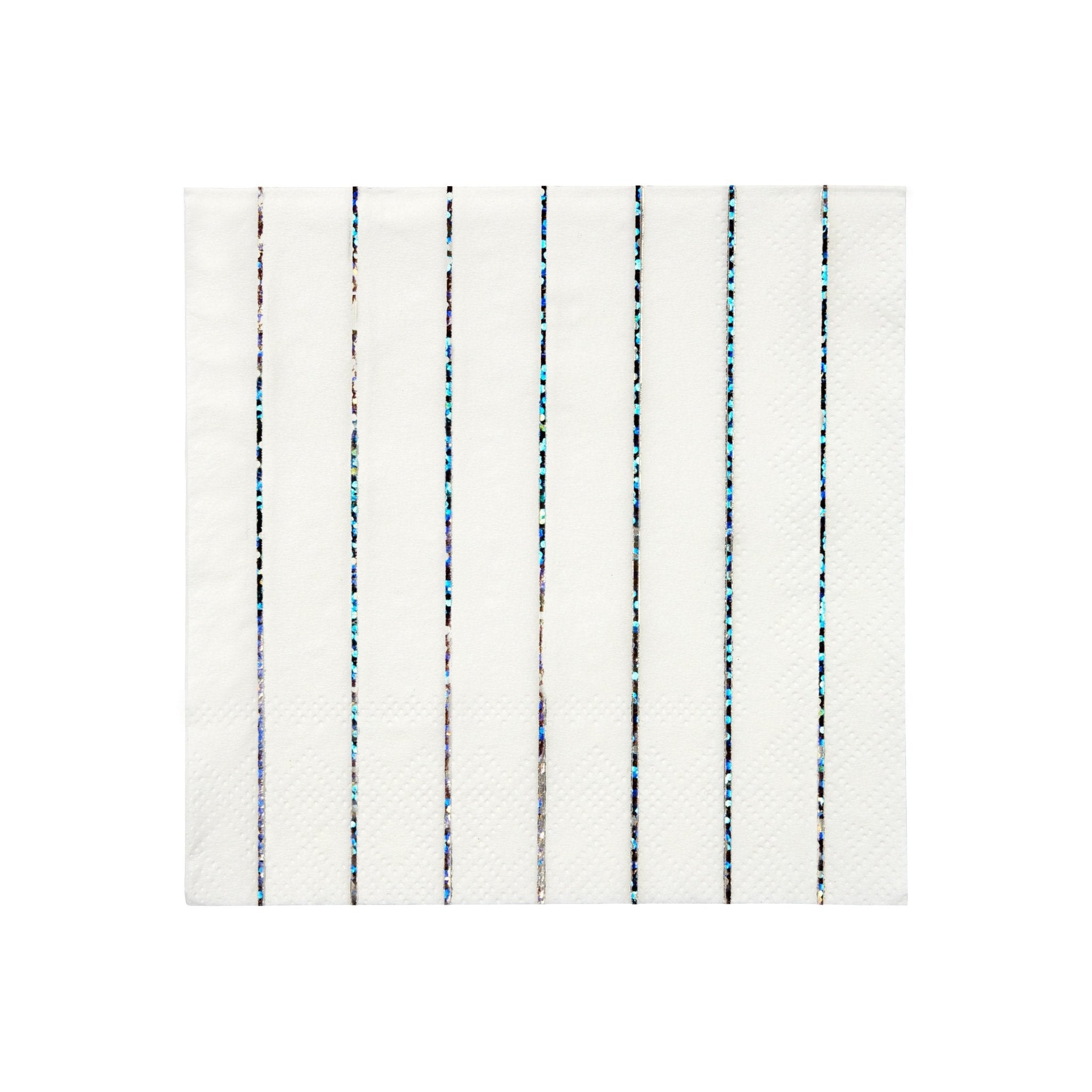 SILVER SPARKLE STRIPED | SMALL NAPKINS - OTHERLETTERS