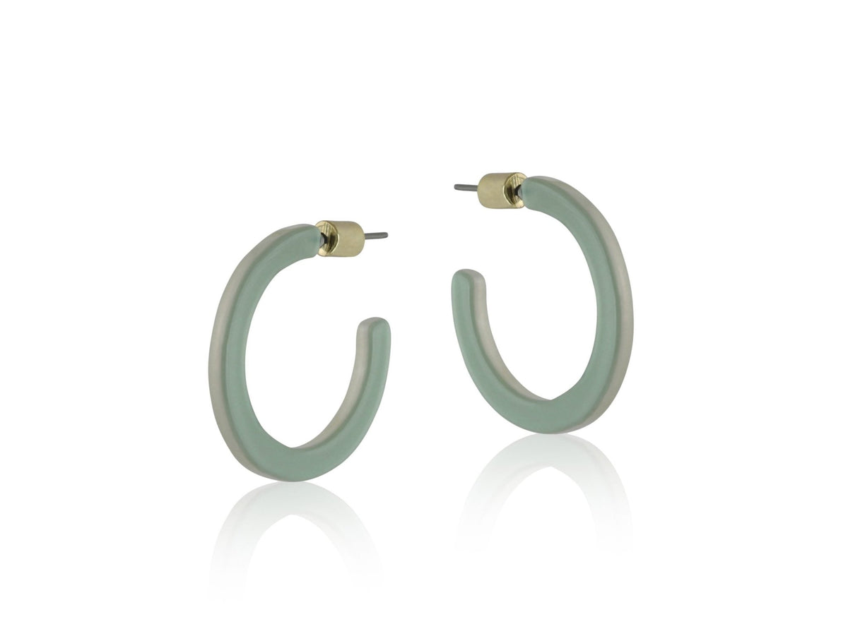 Small green resin hoop earrings