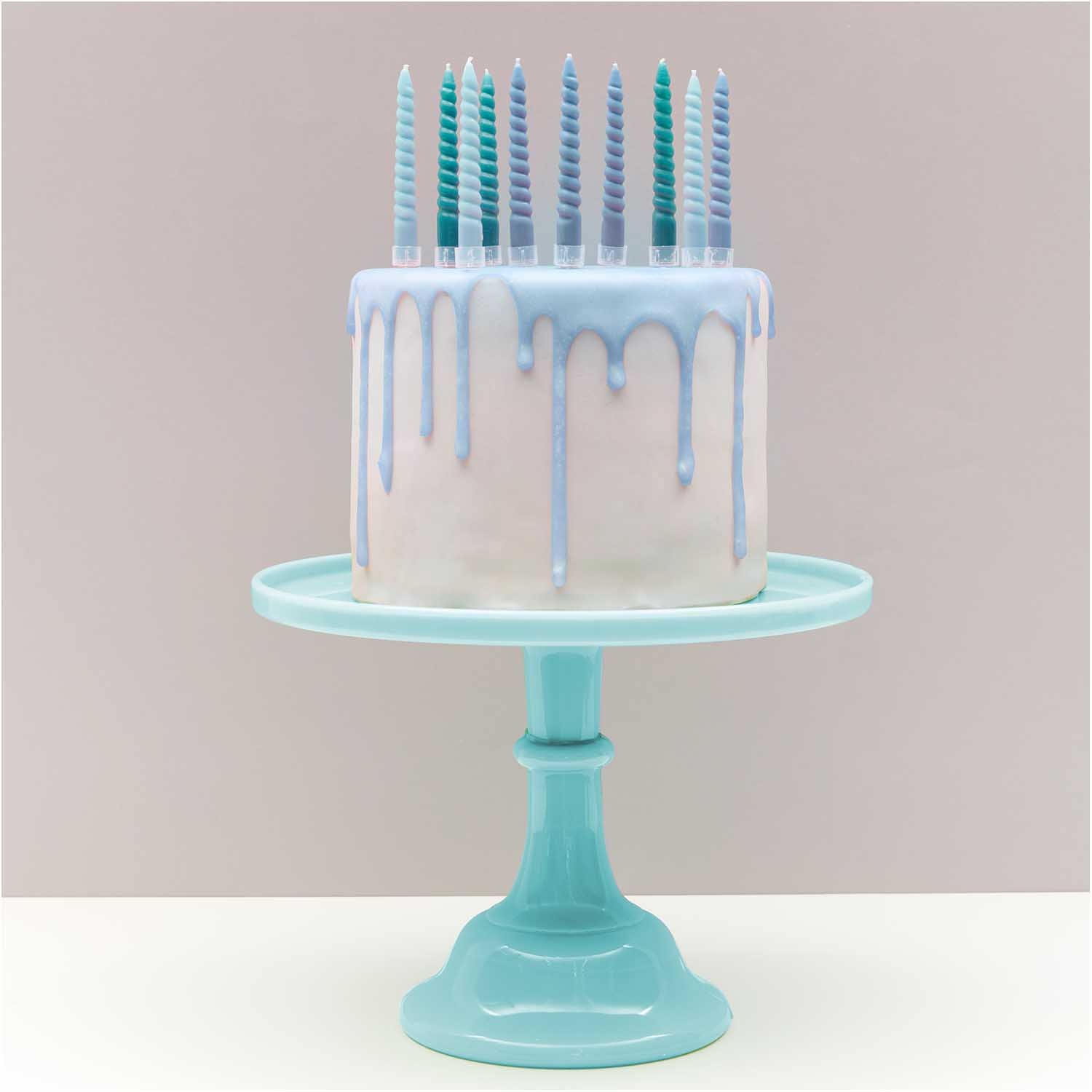 SPIRAL CAKE CANDLES SMOKEY BLUE MIX - OTHERLETTERS