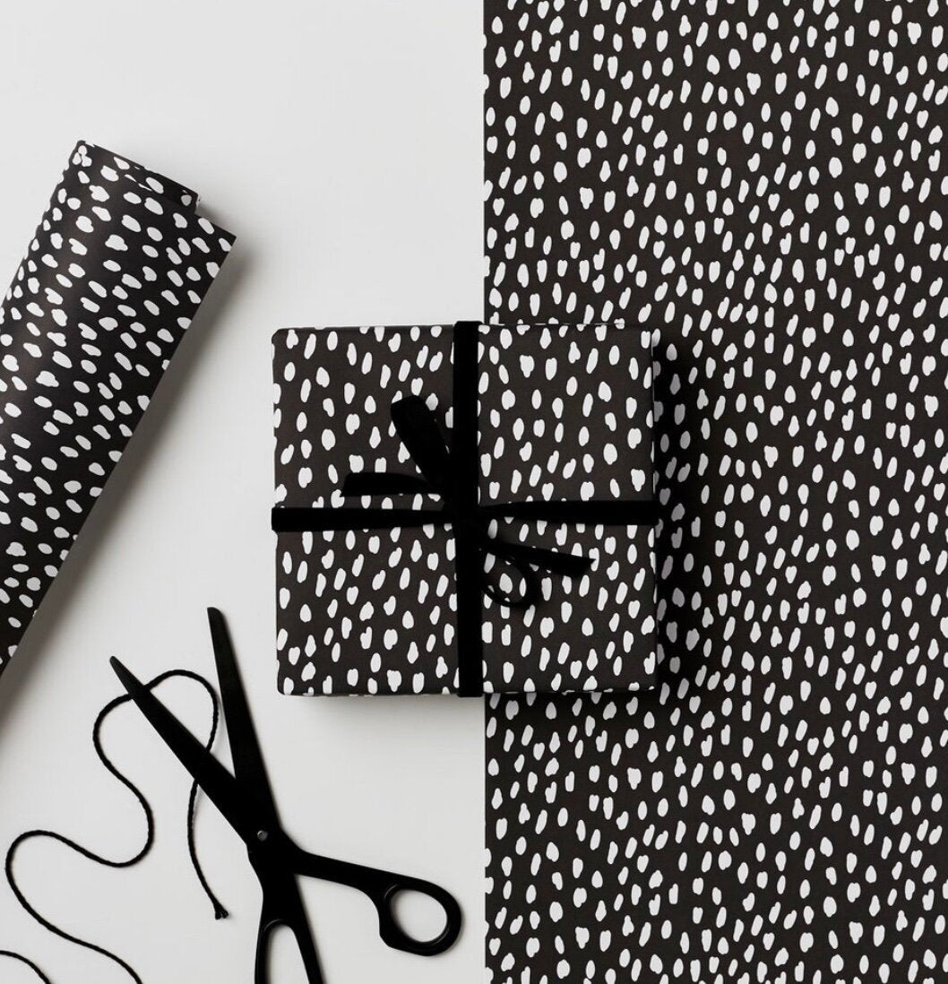 WHITE DASH GIFT WRAP BY KINSHIPPED (3 SHEETS) - OTHERLETTERS